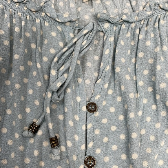 Rewind Polka Dot Off The Shoulder Cropped Button Down Blouse XL - Picture 11 of 16